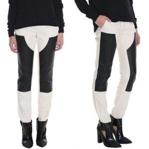 Tibi Leather Carpenter Patch Skinny Jeans Lamb